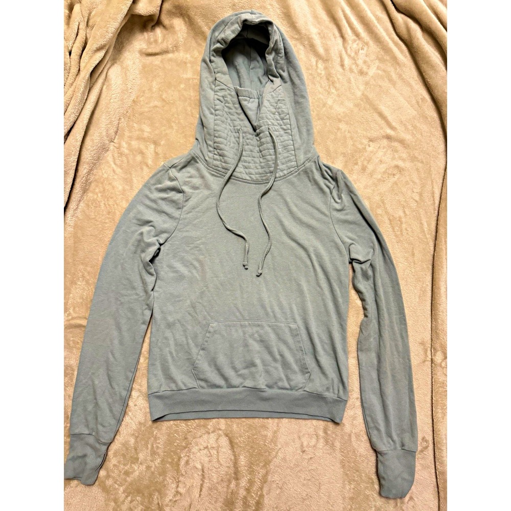 True Craft Women's Gray Solid Fleece Cotton Blend Pullover Hoodie Long Sleeve M